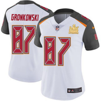 Nike Tampa Bay Buccaneers #87 Rob Gronkowski White Women’s Super Bowl LV Champions Patch Stitched NFL Vapor Untouch...