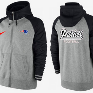 Men New England Patriots Team Logo Full Zip NFL Hoodie (15)