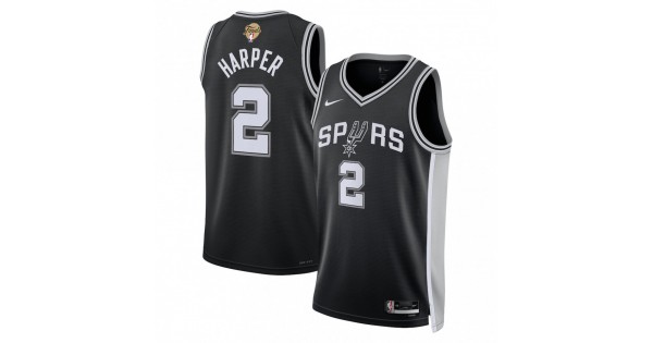 Dylan Harper San Antonio Spurs Nike Black Unisex 2026 NBA Finals Patch Swingman Player Jersey - Icon Edition - Image 2