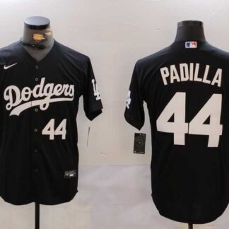 Men's Los Angeles Dodgers #44 Vicente Padilla Number Black Cool Base Stitched Jerseys