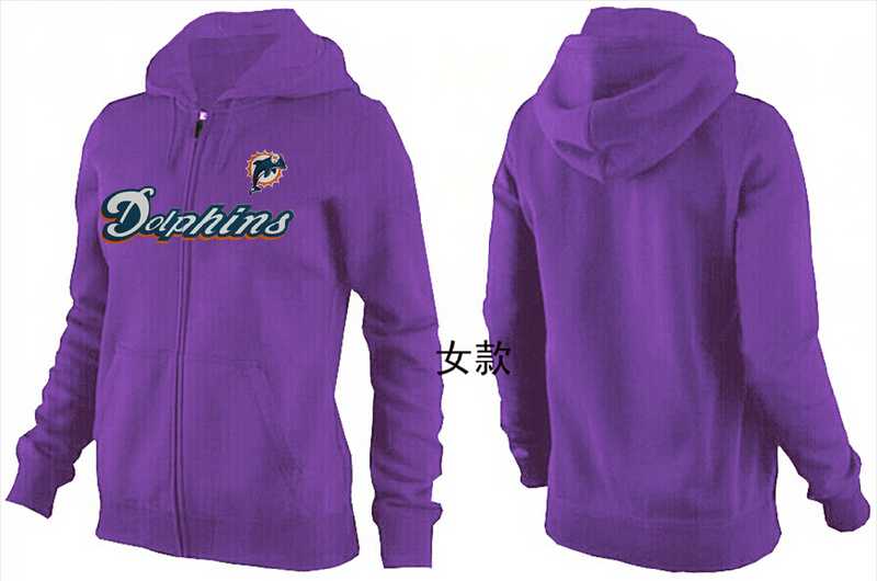 Womens Miami Dolphins Team Logo 2015 Full Zip Hoodie-13
