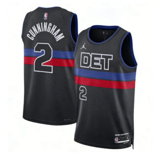 Youth Detroit Pistons #2 Cade Cunningham Black 2022/23 Swingman Statement Edition Jersey