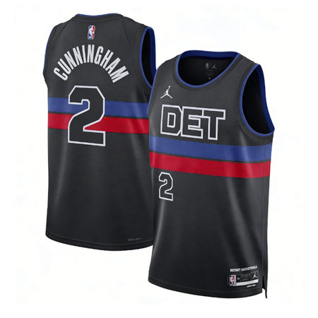 Youth Detroit Pistons #2 Cade Cunningham Black 2022/23 Swingman Statement Edition Jersey