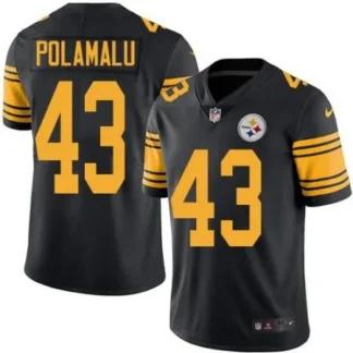 Youth Pittsburgh Steelers #43 Troy Polamalu Black Stitched NFL Limited Rush Jersey
