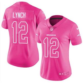 Nike Denver Broncos #12 Paxton Lynch Pink Women's NFL Limited Rush Fashion Jersey DingZhi