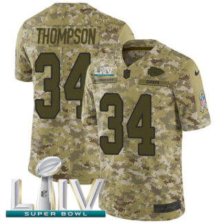 Nike Kansas City Chiefs #34 Darwin Thompson Camo Super Bowl LIV 2020 Youth Stitched NFL Limited 2018 Salute To Serv...