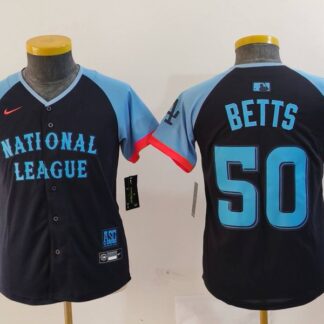 Youth Los Angeles Dodgers #50 Mookie Betts Navy 2024 All Star Limited Stitched Jersey