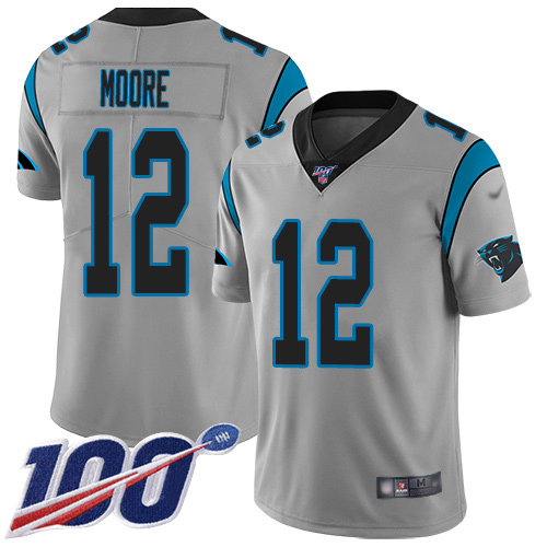 Nike Carolina Panthers #12 DJ Moore Silver Men’s Stitched NFL Limited Inverted Legend 100th Season Jersey
