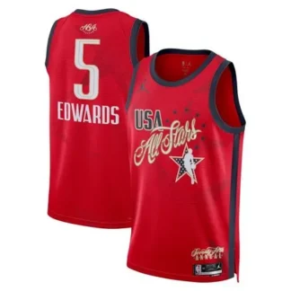 Women's 2026 NBA All-Star #5 Anthony Edwards Red Game Swingman Jersey