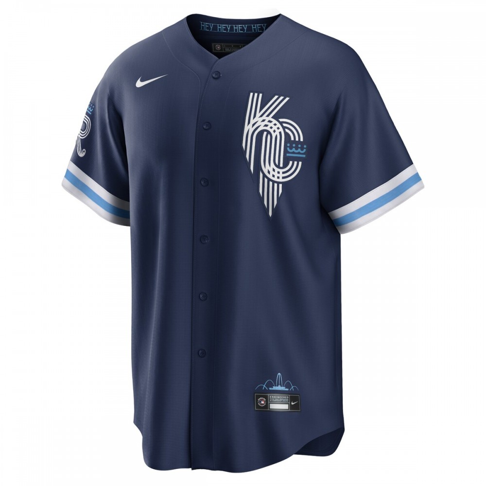 Andrew Benintendi Kansas City Royals Nike 2022 City Connect Replica Player Jersey - Navy - Image 2