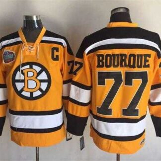Boston Bruins #77 Ray Bourque Yellow Winter Classic CCM Throwback Stitched Jerseys