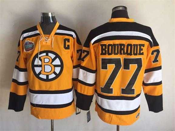 Boston Bruins #77 Ray Bourque Yellow Winter Classic CCM Throwback Stitched Jerseys