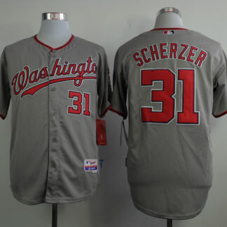 Washington Nationals #31 Max Scherzer Gray Jerseys