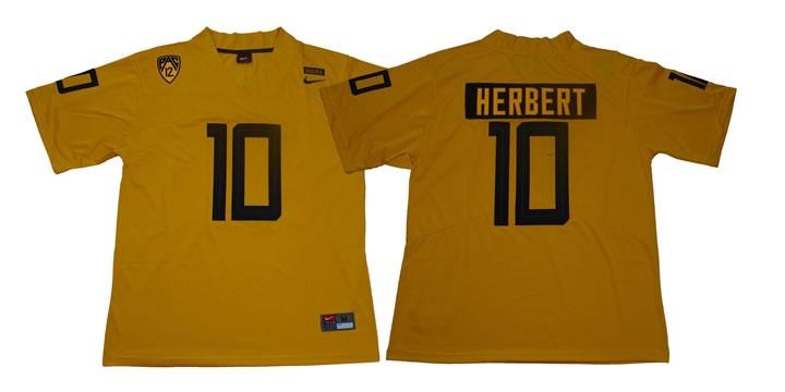 Oregon Ducks 10 Justin Herbert Yellow Nike College Football Jersey