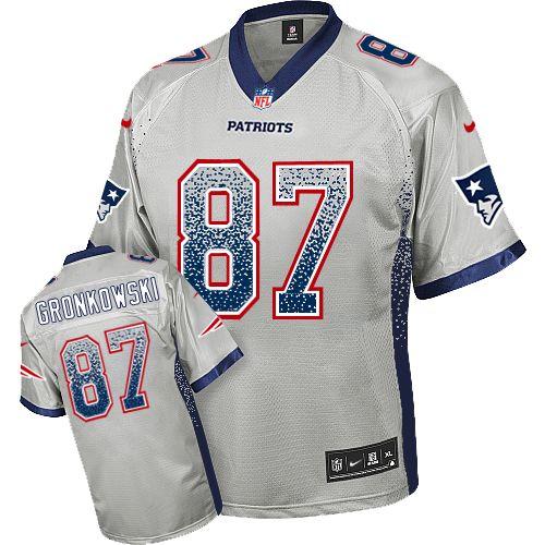 Nike New England Patriots #87 Rob Gronkowski Grey Men’s Stitched NFL Elite Drift Fashion Jersey