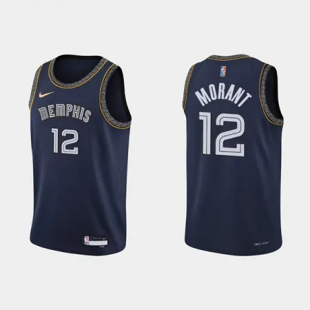 Men's Memphis Grizzlies #12 Ja Morant 75th Anniversary 2021 Navy Swingman Stitched Jersey EQLH