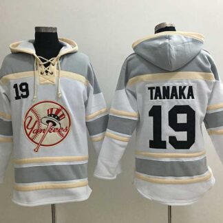 New York Yankees #19 Masahiro Tanaka White Sawyer Hooded Sweatshirt MLB Hoodie