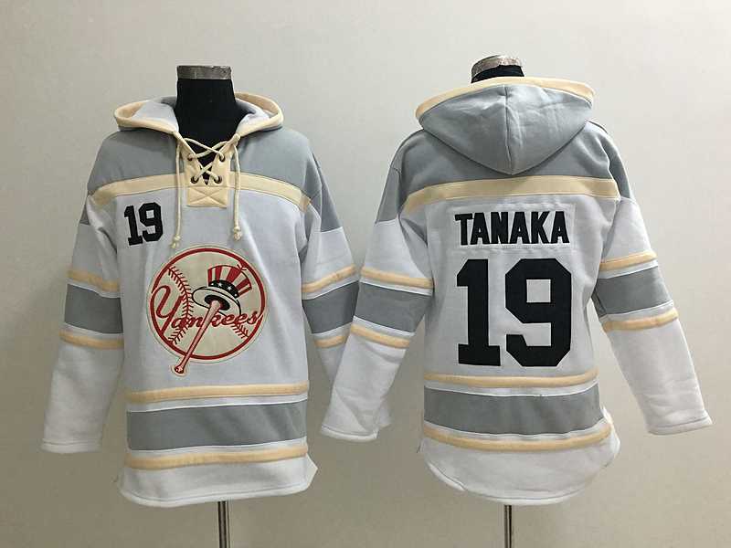 New York Yankees #19 Masahiro Tanaka White Sawyer Hooded Sweatshirt MLB Hoodie