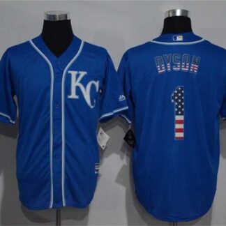 Kansas City Royals #1 Jarrod Dyson Blue USA Flag Fashion Stitched Baseball Jersey