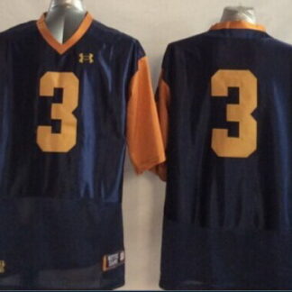 Notre Dame Fighting Irish #3 Joe Montana 2014 Blue With Yellow Jersey
