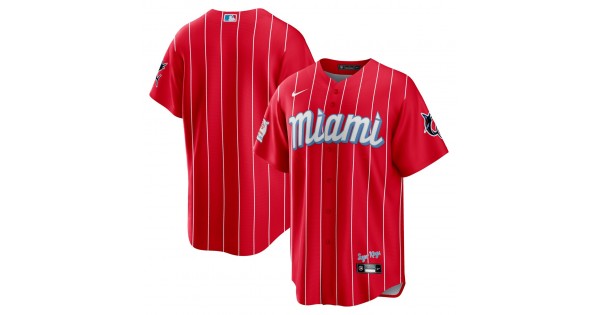 Miami Marlins Nike 2021 City Connect Replica Jersey - Red - Image 2