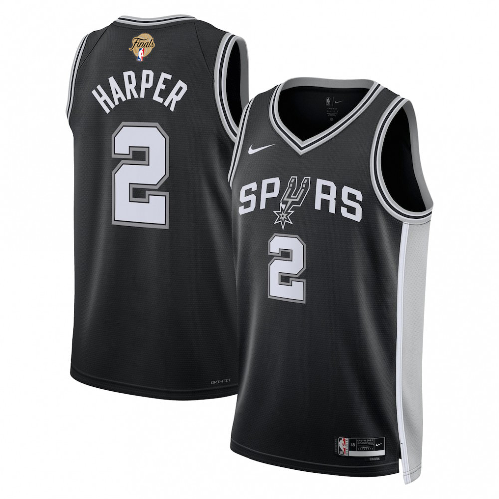 Dylan Harper San Antonio Spurs Nike Black Unisex 2026 NBA Finals Patch Swingman Player Jersey - Icon Edition