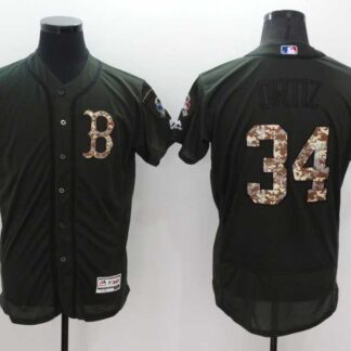 Boston Red Sox #34 David Ortiz Green Salute To Service 2016 Flexbase Collection Stitched Baseball Jersey