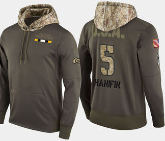 Nike Carolina Hurricanes 5 Noah Hanifin Olive Salute To Service Pullover Hoodie