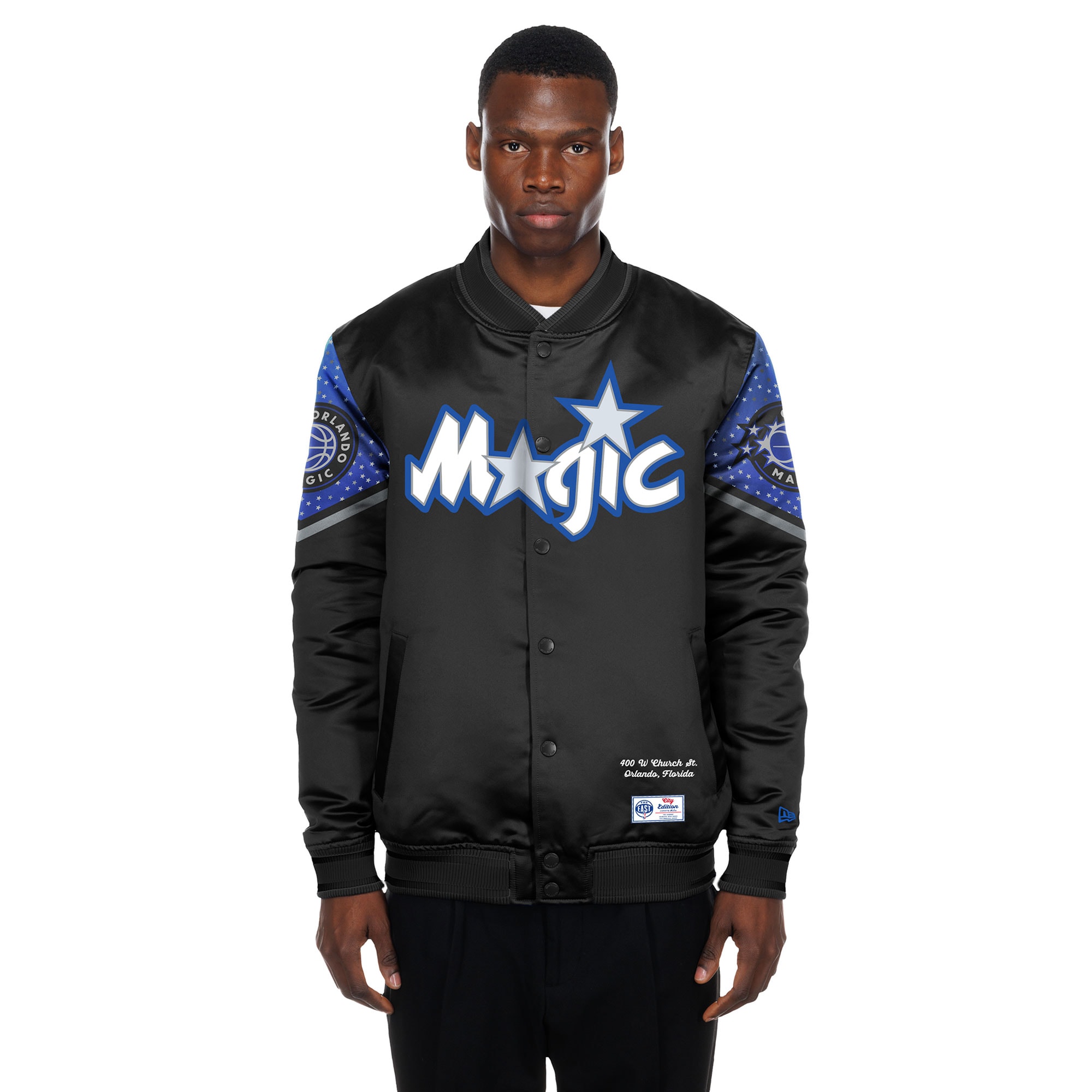 Orlando Magic New Era 2025/26 City Edition Full-Snap Satin Jacket – Black