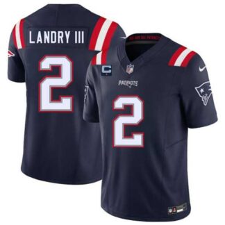Men's New England Patriots #2 Harold Landry III Navy 2025 F.U.S.E. With 1-Star C Patch Vapor Limited Stitched Jerse...