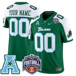 Men's & Women's & Youth Tulane Green Wave Custom 2025 AAC Championship F.U.S.E. Vapor Limited Stitched football Jer...