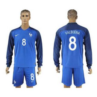 France #8 Valbuena Home Long Sleeves Soccer Country Jersey