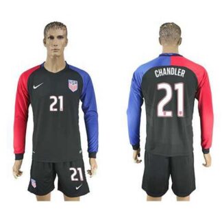 USA #21 Chandler Away Long Sleeves Soccer Country Jersey