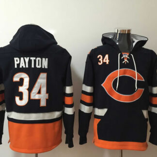 Chicago Bears #34 Walter Payton Navy All Stitched Hooded Sweatshirt