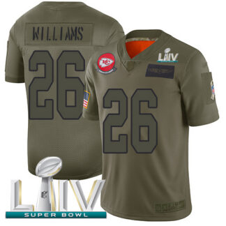 Nike Kansas City Chiefs #26 Damien Williams Camo Super Bowl LIV 2020 Youth Stitched NFL Limited 2019 Salute To Serv...