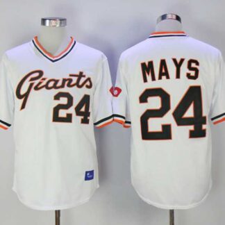 San Francisco Giants #24 Willie Mays Mitchell And Ness White Stitched Jersey