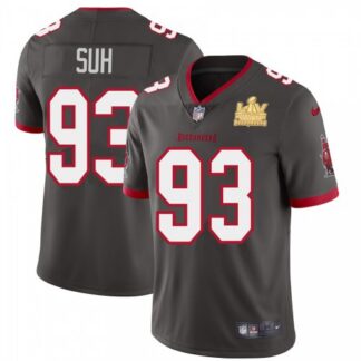 Tampa Bay Buccaneers #93 Ndamukong Suh Youth Super Bowl LV Champions Patch Nike Pewter Alternate Vapor Limited Jersey