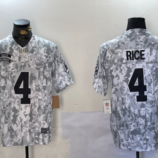 Men's Kansas City Chiefs #4 Rashee Rice Arctic Camo 2024 FUSE Salute to Service Limited Stitched Jersey