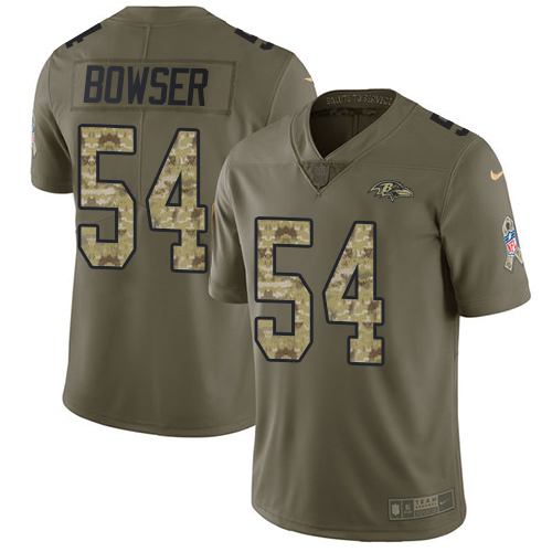 Nike Baltimore Ravens #54 Tyus Bowser Olive/Camo Men’s Stitched NFL Limited 2017 Salute To Service Jersey