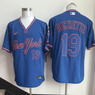 Men's New York Mets #19 Bo Bichette Blue Stitched Baseball Jersey