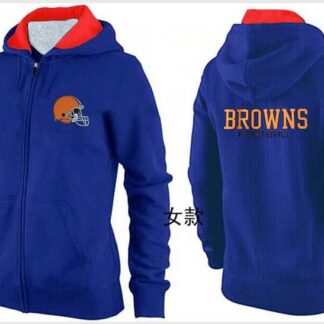 Womens Cleveland Browns Team Logo 2015 Full Zip Hoodie-43