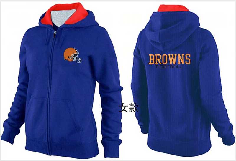 Womens Cleveland Browns Team Logo 2015 Full Zip Hoodie-43