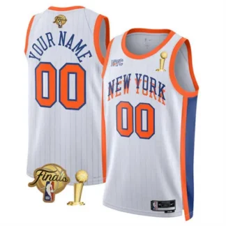 Youth New York Knicks White 2026 Finals Patch And Finals Champions Patch City Edition Stitched Basketball Custom Je...