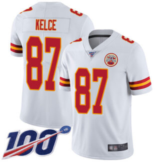 Nike Kansas City Chiefs #87 Travis Kelce White Men’s Stitched NFL 100th Season Vapor Limited Jersey
