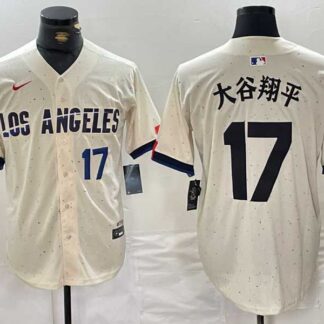 Men's Los Angeles Dodgers #17 Shohei Ohtani Cream Stitched Baseball Jerseys