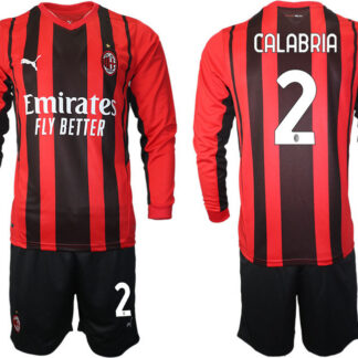 Men 2021-2022 Club Ac Milan home red Long Sleeve 2 Soccer Jersey