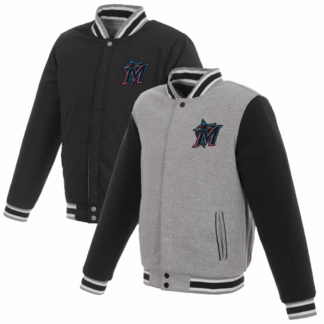 Miami Marlins JH Design Reversible Fleece Full-Snap Jacket
