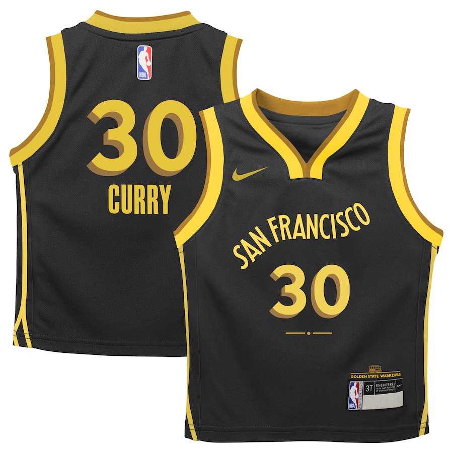 Stephen Curry Golden State Warriors Nike Preschool 2023/24 Swingman Replica Jersey – City Edition – Black