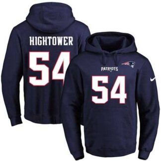 Printed Nike New England Patriots #54 Dont'a Hightower Navy Name & Number Men's Pullover Hoodie