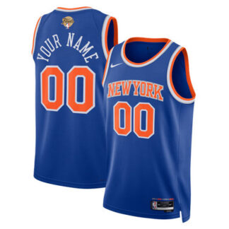 Youth New York Knicks Nike Blue 2026 NBA Finals Patch Swingman Icon Edition Custom Jersey